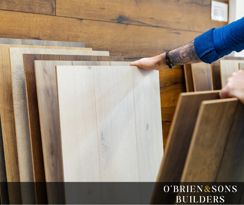 "Client reviewing carpet and flooring swatches while selecting the ideal material for their home or business."